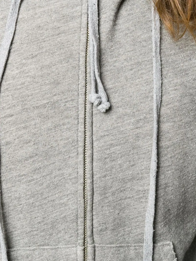 Shop Nili Lotan Distressed Zipped Front Hoodie In Grey