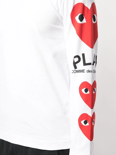 Comme Des Garçons Play Comme Des Garcons Play White Multi Heart Long Sleeve T-shirt In White