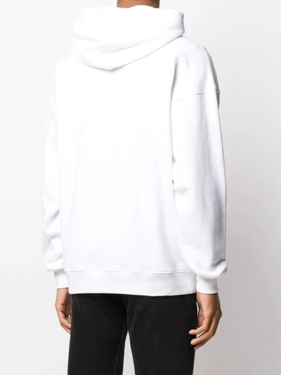 Shop Moschino Slogan-print Zip-front Hoodie In White