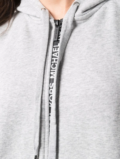 Shop Michael Michael Kors Logo-tape Zip-up Hoodie In Grey