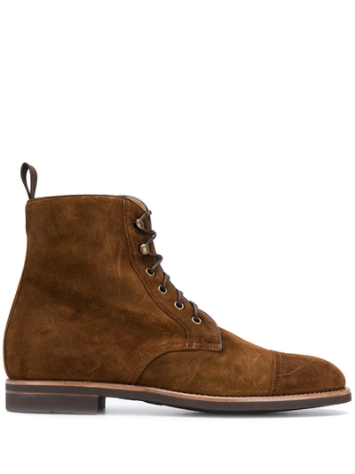 Shop Scarosso Lace-up Ankle Boots In Brown