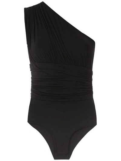 Shop Amir Slama Ruched Panelled Body Top In Black