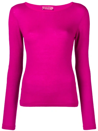 Pre-owned Saint Laurent 1980's Boat Neck Top In Pink