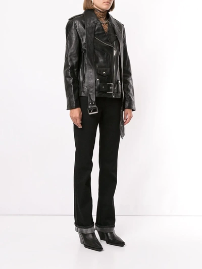 Shop Alexander Wang Zipped Biker Jacket In Black