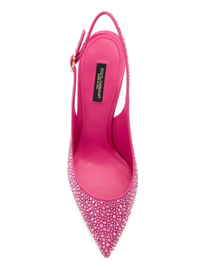 Shop Dolce & Gabbana Crystal-embellished Slingback Pumps In Pink