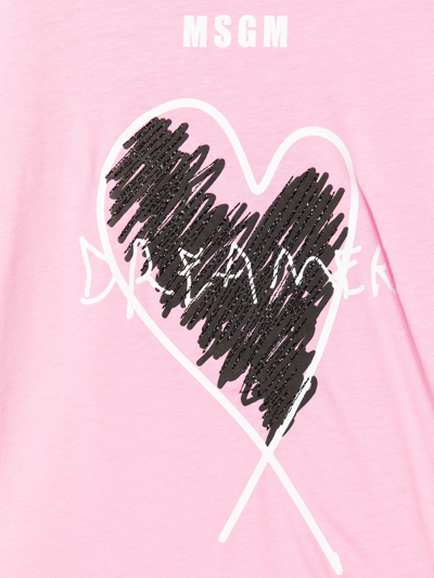 Msgm Teen Dreamer Slogan-print Cotton T-shirt In Pink