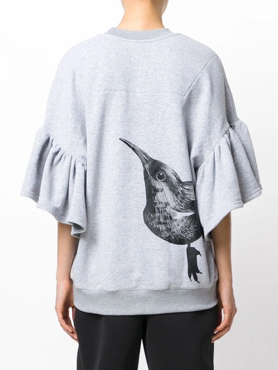 Shop Ioana Ciolacu Ruffle Bird Print Sweatshirt In Grey