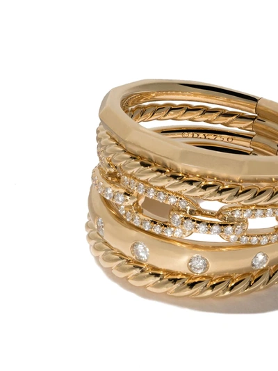 David Yurman 18kt Yellow Gold Stax Diamond Wide Ring In 88adi