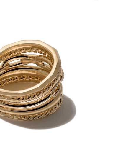 David Yurman 18kt Yellow Gold Stax Diamond Wide Ring In 88adi
