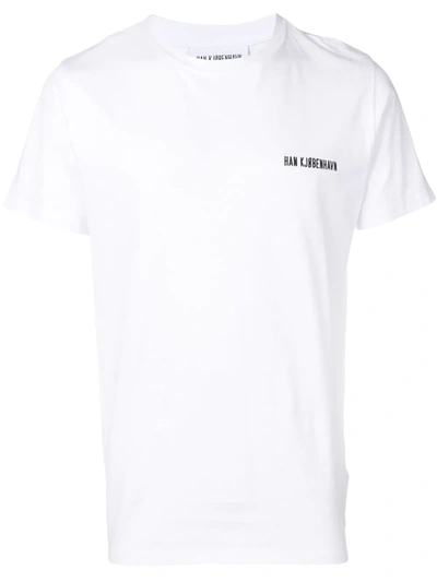 Shop Han Kjobenhavn Logo Embroidered Crew Neck T-shirt In White