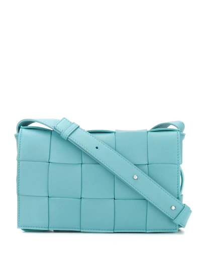 Shop Bottega Veneta Intrecciato Cassette Shoulder Bag In Blue