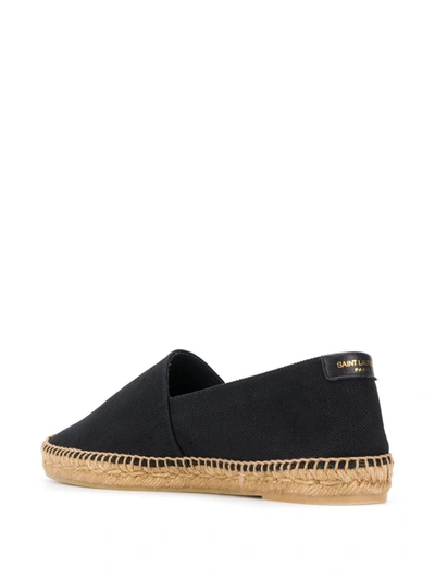 Shop Saint Laurent Embroidered Logo Espadrilles In Black