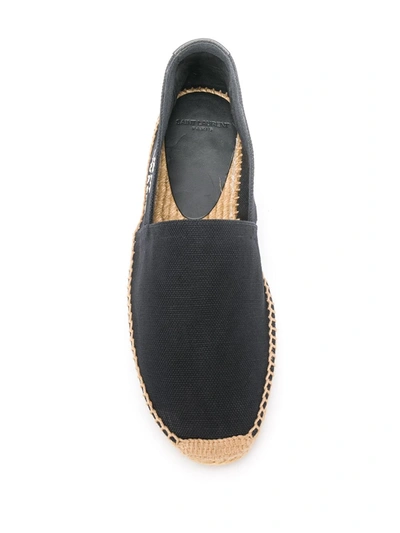 Saint Laurent Canvas Slip-on Espadrilles With Embroidered Logo Detail In Black