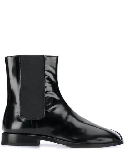 Shop Maison Margiela Tabi Leather Chelsea Boots In Black