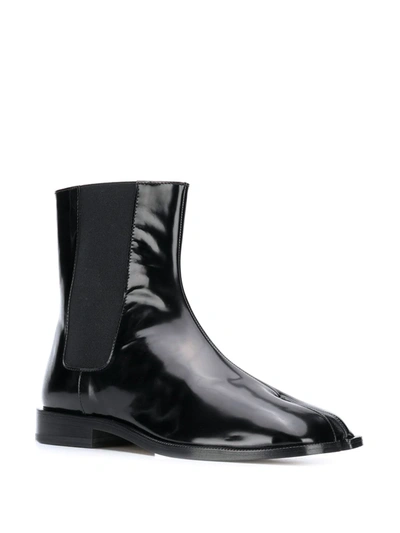 Shop Maison Margiela Tabi Leather Chelsea Boots In Black