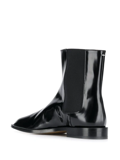 Maison Margiela Tabi Split-toe Patent-leather Chelsea Boots In Black