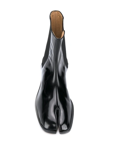Maison Margiela Tabi Split-toe Patent-leather Chelsea Boots In Black
