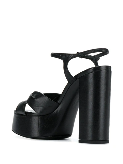 Shop Saint Laurent Knot Detail 145mm Platform Sandals In Black