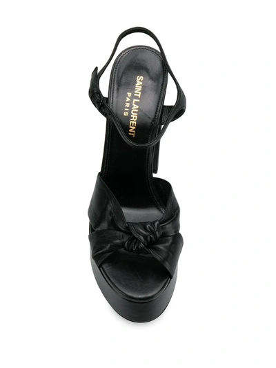 Shop Saint Laurent Knot Detail 145mm Platform Sandals In Black