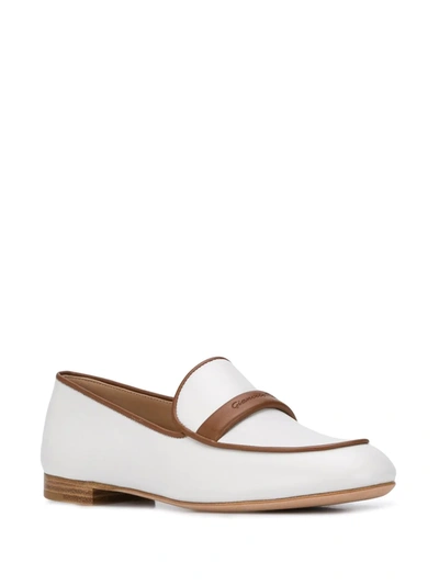 Shop Gianvito Rossi Two-tone Leather Loafers In White