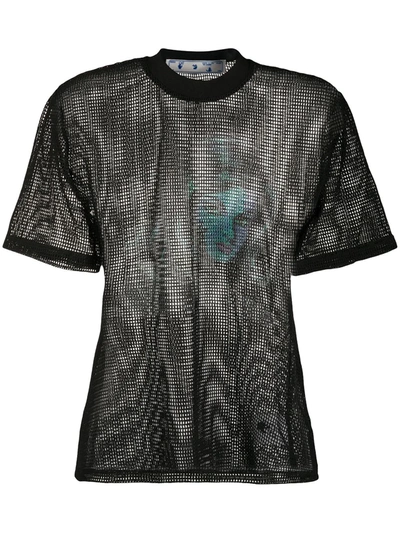 Shop Off-white Printed Net Top In Black