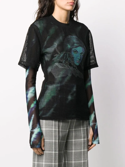 Shop Off-white Printed Net Top In Black