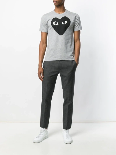 Shop Comme Des Garçons Play Heart Print T-shirt In Grey