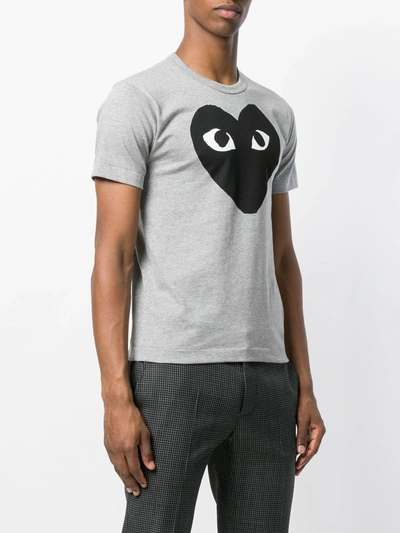 Shop Comme Des Garçons Play Heart Print T-shirt In Grey