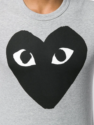 Shop Comme Des Garçons Play Heart Print T-shirt In Grey