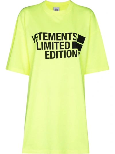 Shop Vetements Logo-print Oversized T-shirt In Yellow