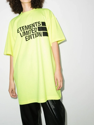 Shop Vetements Logo-print Oversized T-shirt In Yellow