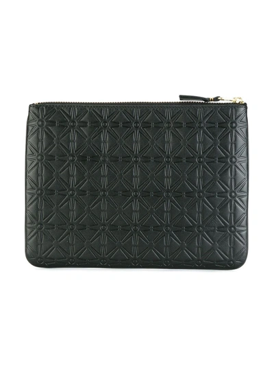 Shop Comme Des Garçons Embossed Leather Wallet In Black