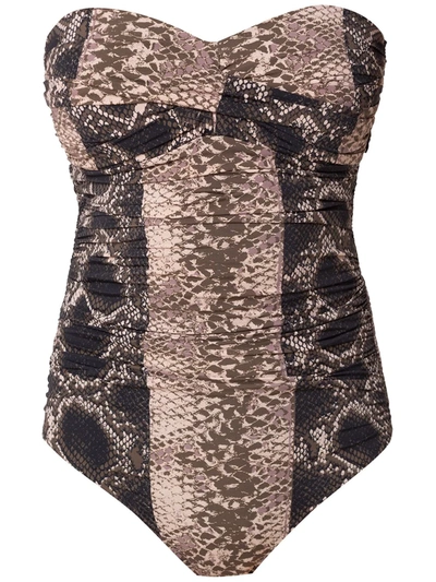 Shop Amir Slama Sleeveless Swimsuit In Brown