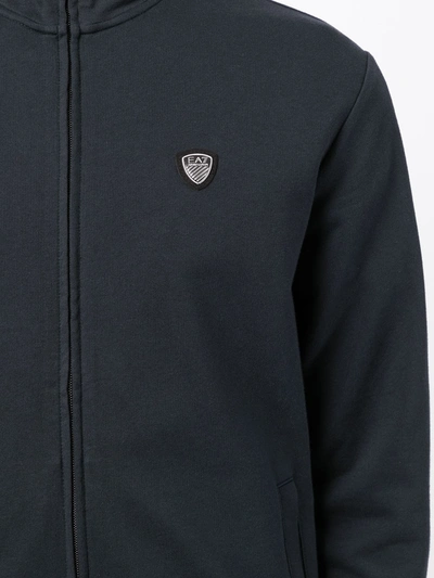 Shop Ea7 Logo-patch Cotton Bomber Jacket In Schwarz
