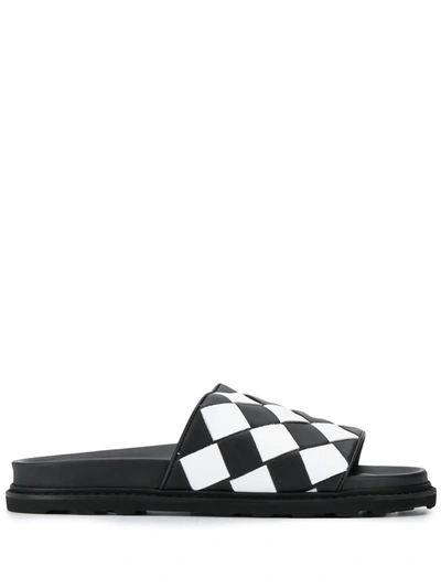 Shop Bottega Veneta Intreciatto Slides In Black