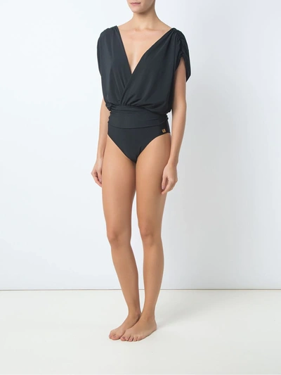 Shop Brigitte Deep V Neck Swimsuit In Black