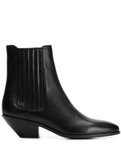 Shop Saint Laurent West Chelsea Heeled Boots In Black