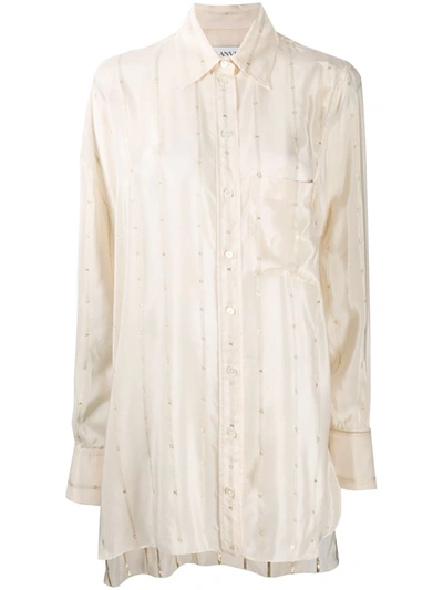 Shop Lanvin Asymmetric Striped Shirt In Neutrals