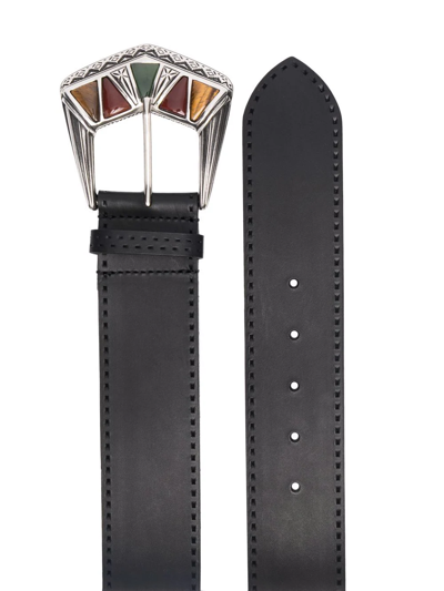 Shop Etro Engraved Leather Belt In Schwarz