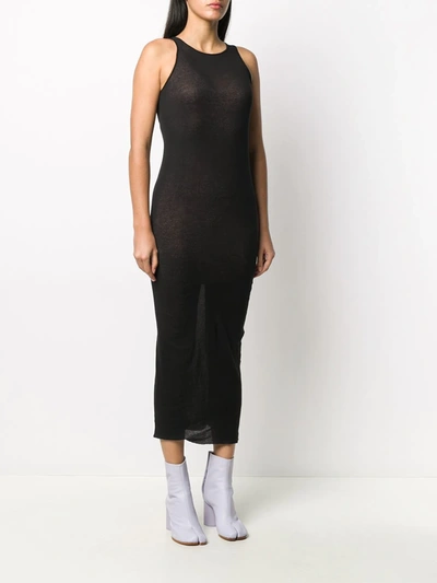 Shop Rick Owens Fitted Sleeveless Midi Dress In Black
