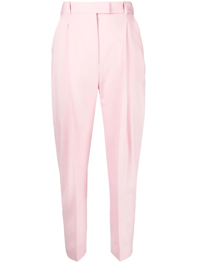Shop Alexander Mcqueen High-waisted Tapered Trousers In Rosa