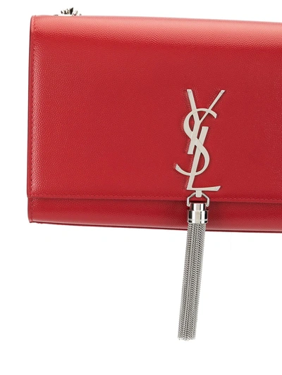 Shop Saint Laurent Medium Kate Monogram Shoulder Bag In Red