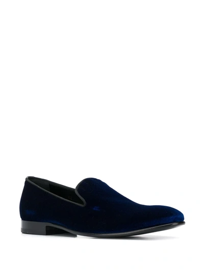 Shop Scarosso Albert Velvet Loafers In Blue