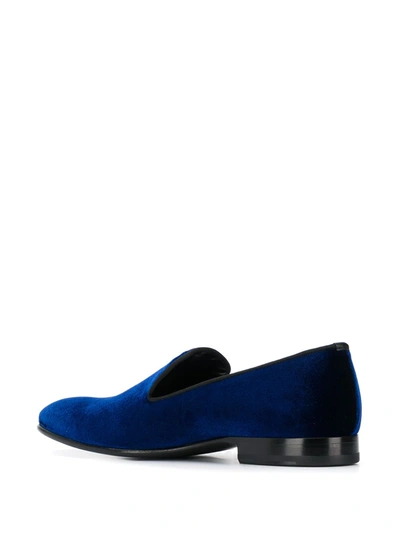 Shop Scarosso Albert Velvet Loafers In Blue