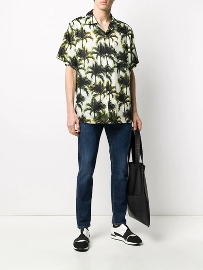 Shop Buscemi Palm Print Shirt In White