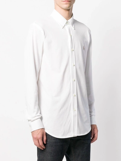 Shop Ralph Lauren Logo-embroidered Button-down Shirt In White