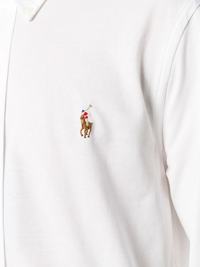Shop Ralph Lauren Logo-embroidered Button-down Shirt In White