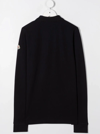 Moncler Long Sleeve Embossed Logo Shirt In Blue