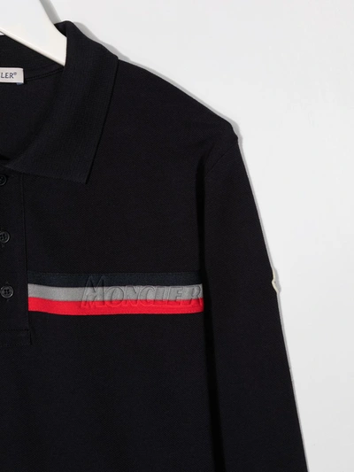Moncler Long Sleeve Embossed Logo Shirt In Blue