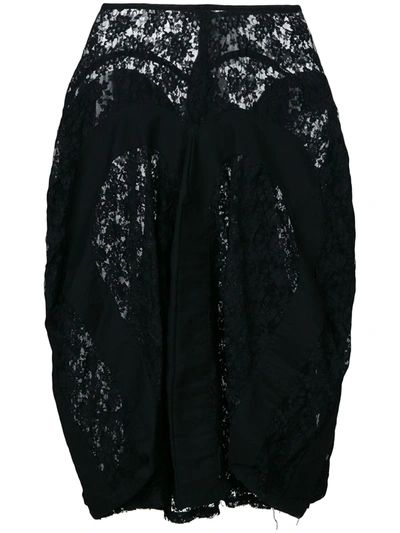 Pre-owned Junya Watanabe Draped Lace Skirt In Black